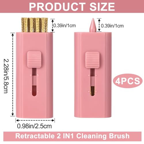 PAGOW 2 Pack Retractable Golf Club Cleaner Brush, Portable Double-Sided Golf Club Brush Groove Cleaner-Multicolor - color: Pink
