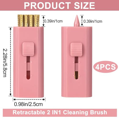 PAGOW 2 Pack Retractable Golf Club Cleaner Brush, Portable Double-Sided Golf Club Brush Groove Cleaner-Multicolor - color: Pink
