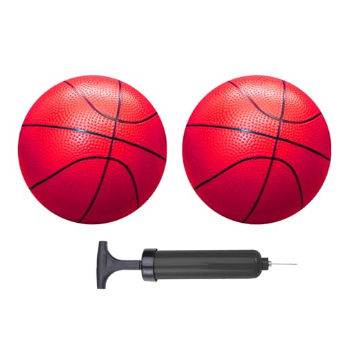 ABAJI Mini Basketballs Red 2 PCS 5" Set with Random Color Pump Needle Durable Material for Mini Hoop Toddlers Kids Teenagers for Pool Indoors Outdoors - color: Red