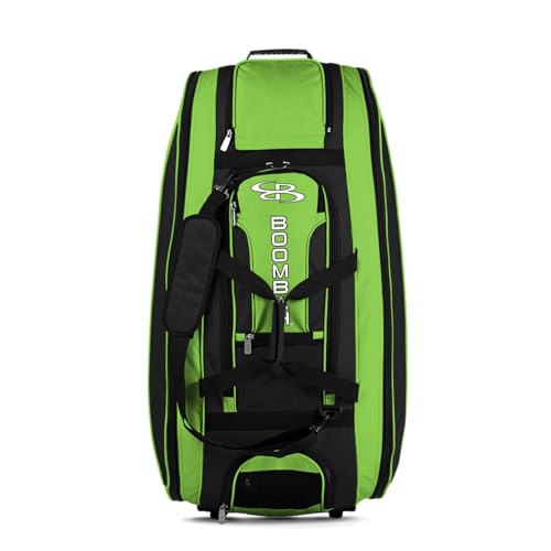 Boombah Beast Rolling Bat Bag - Multiple Color Options - Holds 8 Bats, Glove and Shoe Compartments - color: Black/Lime Green