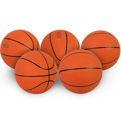 Aoneky Indoor/Outdoor Rubber Basketball with Pump - Size 1/2/3/5/6/7 Basketballs - color: Orange,5-Pack, size: 2