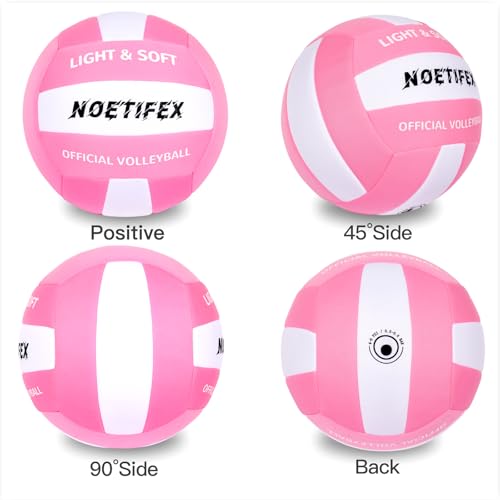 Soft Volleyball-Super Soft Fabric Light Volleyball for Indoor Practice Safe and Quiet Kids Youth Beginners House Yard Training Practice Games(Deflated) - color: Pink,white