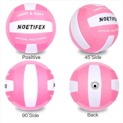 Soft Volleyball-Super Soft Fabric Light Volleyball for Indoor Practice Safe and Quiet Kids Youth Beginners House Yard Training Practice Games(Deflated) - color: Pink,white