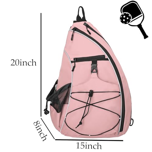 Goloni Pickleball Sling Bag for Men Women, Lightweight Pickleball Backpack with Fence Hook - color: Pink