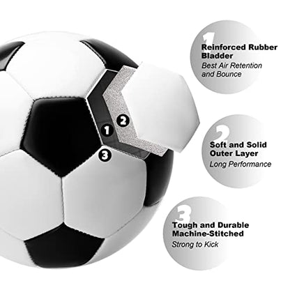 Soccer Ball Size 5 Size 4 Size 3 Size 2 with Pump Deflated - Single, 2 or 3 Pack Official Size Indoor Outdoor Training - Gift for Toddler Kids Youth Teens Adult 1-3 5-8 8-12 12+ Years Old Boys Girls