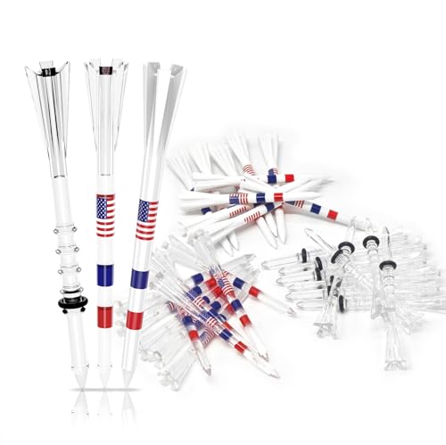 DURARANGE Premium Golf Tees - 5-Prong & 4-Prong Anti-Slip, Enhanced Stability, Unbreakable Golf T 3-1/4" for 360cc Drivers, Ideal Gift for Golfer - color: Mixed Golf Tees- 10 for each- 30pk