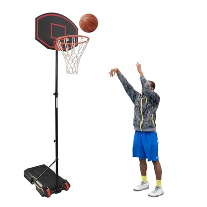 Kids Height-Adjustable Basketball Hoop, 5-7.2ft Portable Backboard System, Fillable Base, Weather-Resistant for for Kids/Teenagers/Youth in Backyard/Driveway/Indoor