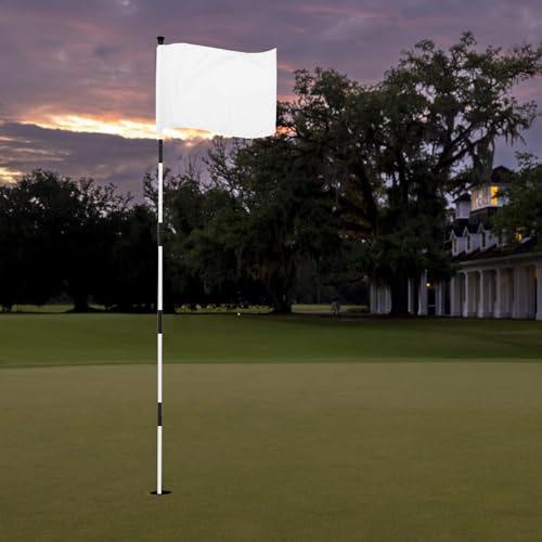 KINGTOP Standard Golf Flags with Tube Inserted, All 20" L x 14" H, Practice Putting Green Flag for Yard, Tournament Course, 420D Nylon PGA Regulation Chipping Pin Flag - color: 20x14 Inch- Blank White- 1pk