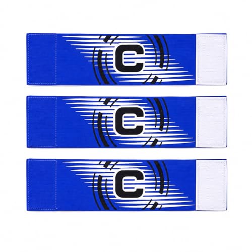 LUOZZY 3pcs Soccer Captain Armband Adjustable Football Basketball Player Armband Team Leader Armlets Elastic Arm Bands, Blue