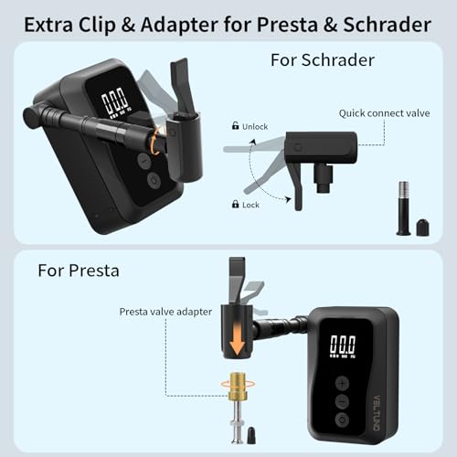 Electric Mini Bike Pump,Portable Bicycle with Digital Pressure Gauge,Smart Auto Stop,Max 150 PSI,USB-C Rechargeable, Presta & Schrader Valve for Road Bike,MTB,E-Bike,Motorcycle,Balls
