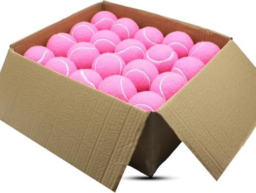 SHYUJAJIE Tennis Balls, 40 Pack Training Tennis Balls,High Elasticity Practice Tennis for Beginner, Exercise Playing Balls for Pet Dog - color: Light Pink