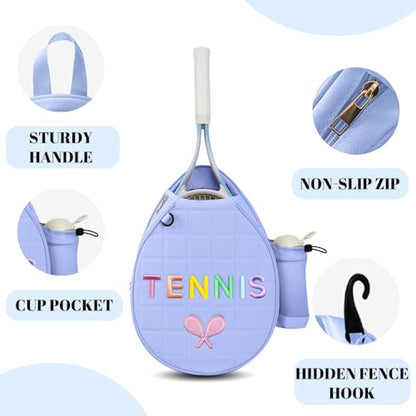 NZNDB Tennis Bags for Women Girl, Tennis Sling Crossbody Backpack, Water Resistant Tennis Bag for Pickleball, Tennis, Racketball - color: Blue
