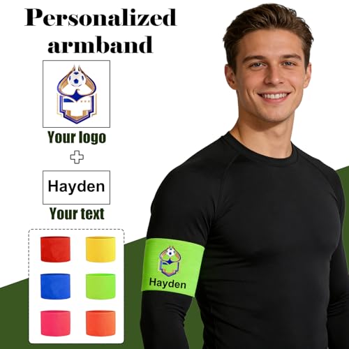 Customized Patch, Captain's Patches, Personalized Photos/Logos Can Be Printed, Non-Slip Soccer Captain's Armbands, Universal for Adults Children (Solid Style)