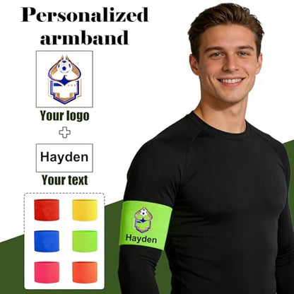 Customized Patch, Captain's Patches, Personalized Photos/Logos Can Be Printed, Non-Slip Soccer Captain's Armbands, Universal for Adults Children (Solid Style)