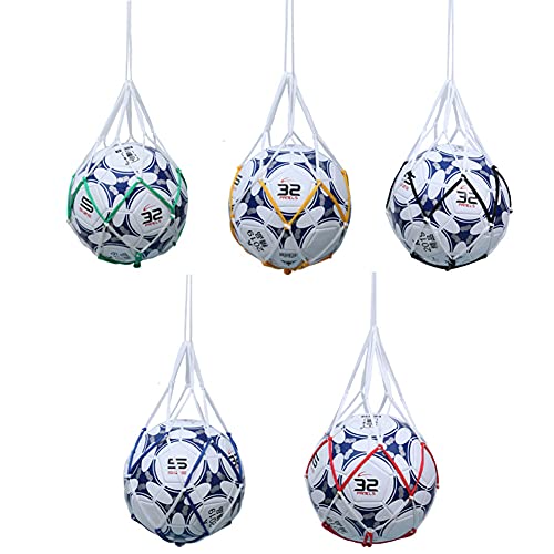 Basketball Net Bag Soccer Football Mesh Storage Sports Ball Holder Nylon Carry Bag Durable Single Ball Carrier 2 Pack Black Fit Ball 3 4 5 - color: black green