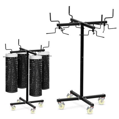 Movable Sports Net Storage Rack with Lockable Wheels, Heavy-Duty Holder for Volleyball, Tennis, Pickleball, Badminton Nets, Space-Saving Support Rack with Swivel Handle & Dust Covers - style: Holds 4 Nets