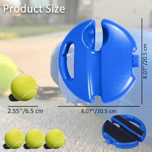 Tennis Ball Training Baseboard – Improve Your Skills & Perfect Your Swing, Solo Tennis Trainer Rebound Ball with 3 Balls, Tennis Practice Rebounder with Base for Beginner Adult Home - color: Blue