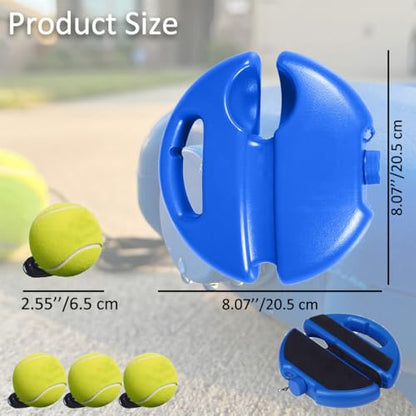 Tennis Ball Training Baseboard – Improve Your Skills & Perfect Your Swing, Solo Tennis Trainer Rebound Ball with 3 Balls, Tennis Practice Rebounder with Base for Beginner Adult Home - color: Blue