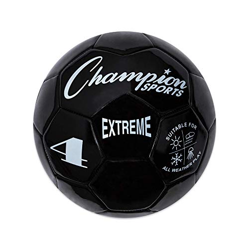 Champion Sports Extreme Series Soccer Ball – Sizes 3, 4, 5, Soft Touch, All Weather, High Air Retention, Youth & Adult League Balls for Training, Games, Outdoor & Indoor Play, Multiple Colors - color: Black, size: Size 4