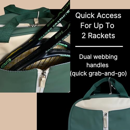 AYRES Tennis Backpack - Spacious Womens Tennis, Padel & Pickleball Bag | Quick-Access Racket Compartment (Fits 2) | Designer Tennis Bag, Water-Resistant & Easy To Clean, Makeup Pouch Included - color: Green