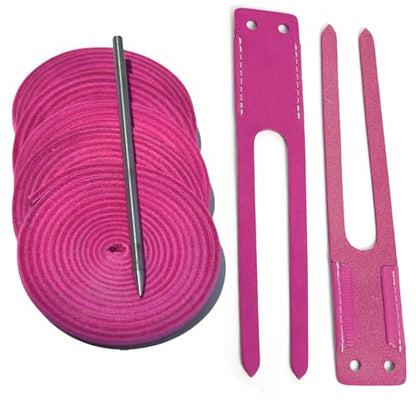 TOFL Baseball Glove Lace Kit | 6 Leather Laces, Lacing Needle, Thumb & Pinky Straps | Heavy Duty Baseball Glove Relacing Kit - color: Pink