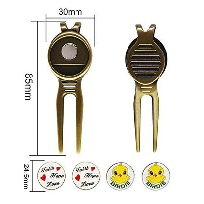Golf Divot Repair Tool with Ball Marker, A Unique and Multi-Functional Golf Accessory, Nickel - color: red