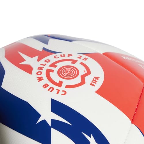 adidas FIFA Club World Cup Club Ball - Inspired Design, Durable Construction, Official Tournament Logo - color: White/Lucid Red/Power Blue/Black/Training, size: 3