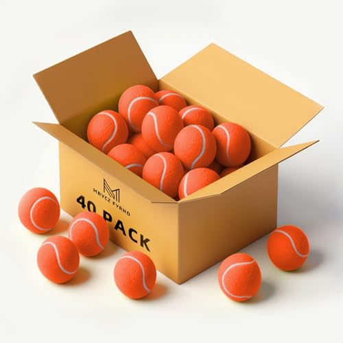 30/40 Pack Training Tennis Balls, Pet Dog Playing Balls, Practice Tennis Balls with Mesh Bag for Transport and Beginner Training - color: Orange-40Pack