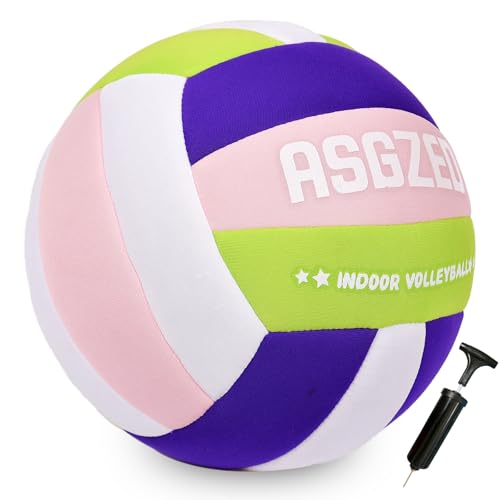 Soft Volleyball for Indoor Practice-Super Soft & Silent Fabric Indoor Volleyball Lightweight for Kids Youth Beginners, Perfect for House Yard Training Practice Games(Deflated,with Pump)