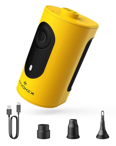 Portable Air Pump for Inflatables, 4000mAh Ultra Fast Air Mattress Pump with Advanced Heat Dissipation, 3 Nozzles Electric Air Pump Inflate Deflate for Sleeping Pads, Pool Floats - color: Yellow, size: 4000mAh
