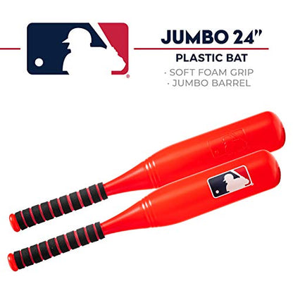 Franklin Sports MLB Jumbo Kids Plastic Baseball Bat - Backyard Bat with Large Barrel for Toddlers - Fat Plastic Bat - color: Red