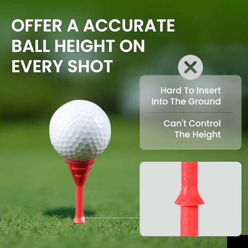 VEASAERS Golf Tees Plastic 3 1/4 inch Unbreakable 30 Pack with Pouch Bag, Durable Stable Available 83 mm Long Tee for Golfer Practice - color: Red