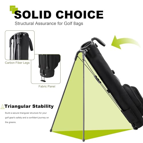 uniHimal Golf Lightweight Stand Carry Bag– Easy to Carry and Durable Pitch n Putt Golf Bag for The Driving Range, Par 3 and Executive Courses–31.5 inches Tall - color: Black