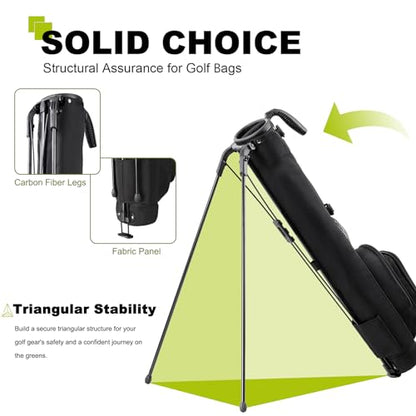 uniHimal Golf Lightweight Stand Carry Bag– Easy to Carry and Durable Pitch n Putt Golf Bag for The Driving Range, Par 3 and Executive Courses–31.5 inches Tall - color: Black