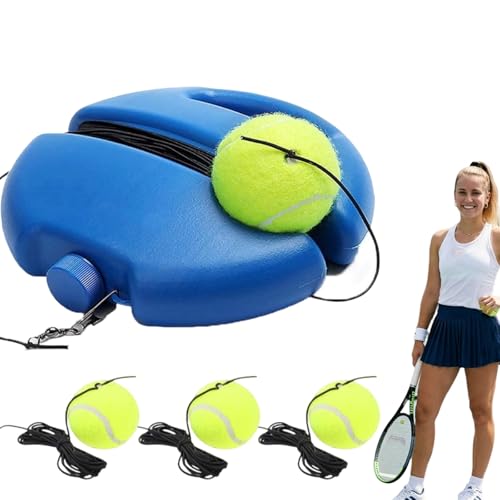 Solo Tennis Trainer Rebound Ball for Beginners & Kids, Portable Tennis Practice Equipment with 3 String Balls, Anti-Tangle Baseboard for Backyard Self-Training & Exercise - color: B-3Pcs Balls