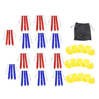 Premium Flag Football Belt Set for All Ages, 14 Belts 12 Cones