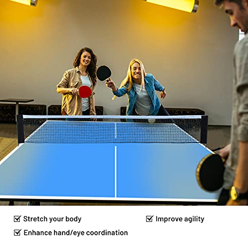 GYMAX Folding Table Tennis Table Set, Complete Ping Pong Table Combo with Removable Net, 2 Paddles & 3 Balls, Potable Table Tennis Kit for Family Kids Game
