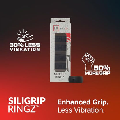 Siligrip Ringz Racket, Non-Slip Silicone Pickleball Paddle Grip Bands, Vibration Dampening Overgrip Alternative for Pickleball, Padel, Tennis, Badminton & Squash, 4 Pack - color: Black