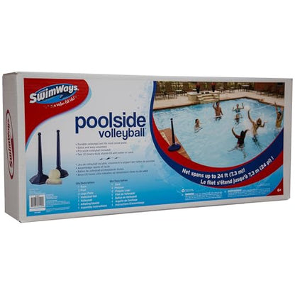 SwimWays Plastic Multi-Sport Volleyball Set, Includes 2 Bases, 1 Net, 1 Volleyball, Ideal for Pool Parties and Outdoor Games
