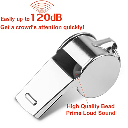 Whistle, 24 PCS Professional Stainless-Steel Whistles with Lanyards in Bulk, Very Loud Metal Sports Whistle, Perfect for Coaches, Referees, Lifeguards, Officials, and Teams, Silver