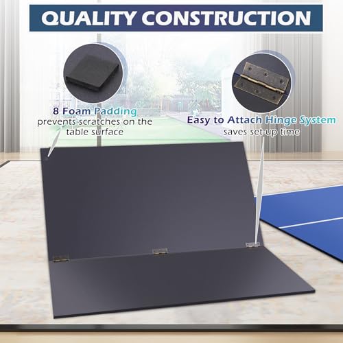 Ping Pong Table Top, 8FT Foldable Table Tennis Table Topper for Pool Table, Indoor Outdoor Table Tennis Conversion Top for Billiard Table w/Net & Foam Padding, Easy Conversion (8ft-Blue)