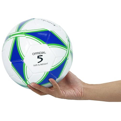 Aoneky Adult Size 5 Traditional Soccer Ball - Ships Deflated, Pump Included - color: White/Blue, style: 1-Pack Deflated Ball with Pump
