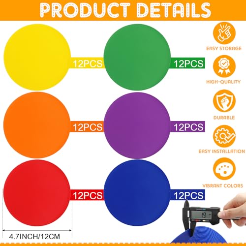 Tinideya TPE Floor Spot Markers Dots for Gym Flat Non Slip Spot Marker Dance Dot for Gym Sports Soccer Basketball Agility Training Field Marking Equipment - size: 5 Inch