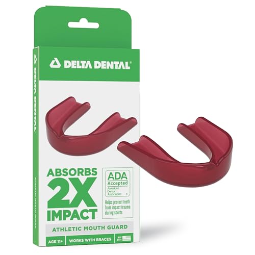 Delta Dental Sports Mouth Guard - ADA Accepted - 2X The Impact Absorption - Works with Braces - Maroon - color: Maroon, size: Adult