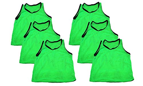 BlueDot Trading Adult & Youth Scrimmage Training Vests for Soccer, Basketball & More – Available in 1, 6, 12, 24 Packs - color: Green, style: Youth 6 Pack