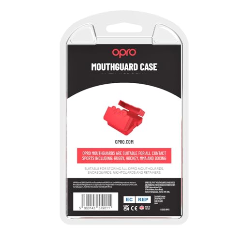 OPRO Mouth Guard Case (Red) Long-Lasting Freshness and Hygiene with Biomaster Protection – Hygienic Retainer Case for Mouthguards, Night Guards, Retainers & Snore Guards - color: Red