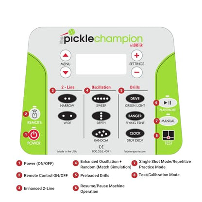 Lobster Sports Pickleball Machine – Full-Featured – Adjustable Topspin, Backspin, & Lobs, Random Oscillation, Ball Speed (20-60MPH), Lightweight & Portable, Holds 125 Balls, with Multi-Function Remote - style: The Pickle Champion