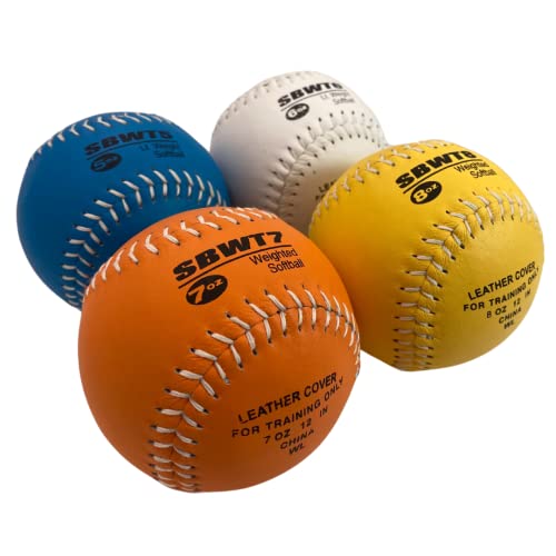 Markwort 12" Weighted Training Softball Set Leather Cover - Set of 4 Balls