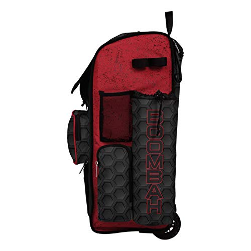 Boombah Rolling Superpack 2.0 3DHC Baseball/Softball Gear Bag - 23-1/2" x 13-1/2" x 9-1/2" - Multiple Colors - Telescopic Handle and Holds 4 Bats - Wheeled Version - color: Black/Red