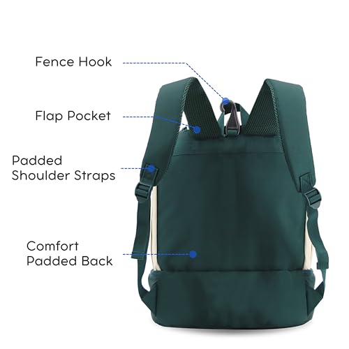 J World Ace 2 Racket Tennis Backpack for Women Men. Badminton Squash Pickleball Bag. Kids Sports Gym Bag w/Shoe Compartment - color: Green White